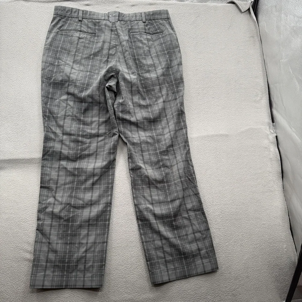 Nike Golf Dri-FIT Pants Mens‎ 36x30 Gray Plaid Performance Chino Khakis Golf